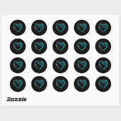 Sticker Rond Turquoise Ruban Papillon Coeur Cervical Cancer Awa (Feuille)