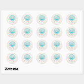 Sticker Rond Turquoise Russie Coquillages Mariage Merci (Feuille)