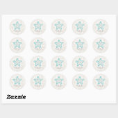 Sticker Rond Turquoise Rustic Starfish Mariage (Feuille)