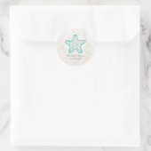Sticker Rond Turquoise Rustic Starfish Mariage (Sac)