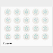 Sticker Rond Turquoise Rustique Mariage de poisson étoile Merci (Feuille)