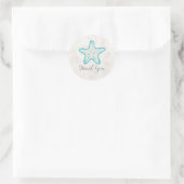 Sticker Rond Turquoise Rustique Mariage de poisson étoile Merci (Sac)