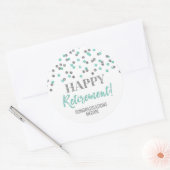 Sticker Rond Turquoise Silver Confetti joyeuse retraite (Enveloppe)