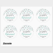 Sticker Rond Turquoise Silver Confetti joyeuse retraite (Feuille)
