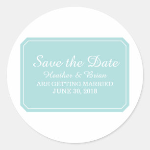 Sticker Rond Turquoise Simply Elegant Enregistrer la date