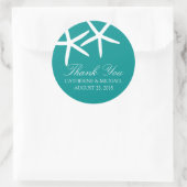 Sticker Rond Turquoise Starfish Mariage Monogramme (Sac)