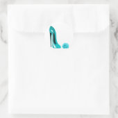 Sticker Rond Turquoise Stiletto Chaussure et Rose (Sac)