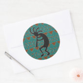Sticker Rond Turquoise Sud-Ouest Kokopelli (Enveloppe)