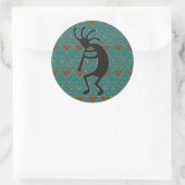 Sticker Rond Turquoise Sud-Ouest Kokopelli (Sac)