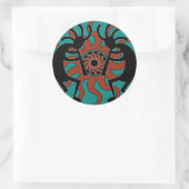Sticker Rond Turquoise Tribal Sun Sud-Ouest Kokopelli (Sac)