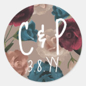 Sticker Rond Turquoise Vert Beige Bourgogne Mariage Rose Noël (Devant)