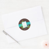 Sticker Rond Turquoise Vert Brown Floral Oiseaux Mariage Faveur (Enveloppe)