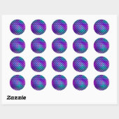 Sticker Rond Turquoise Violet Rose Bleu Écailles de Sirène Pois (Feuille)