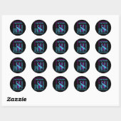 Sticker Rond Turquoise Violet Ruban Suicide Sensibilisation Ind (Feuille)