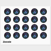 Sticker Rond Turquoise Violet Ruban Suicide Sensibilisation Ind (Feuille)