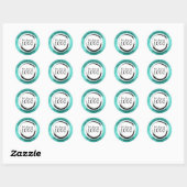 Sticker Rond Turquoise White Circle Business Logo Merci (Feuille)