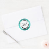 Sticker Rond Turquoise White Circle Business Logo Merci (Enveloppe)