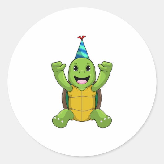 Sticker Rond Turtle at Birthday (Devant)