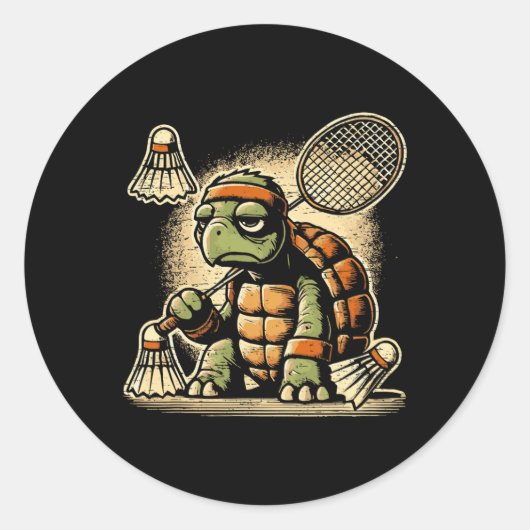 Sticker Rond Turtle Badminton Lecteur Navette Racket 2 (Devant)