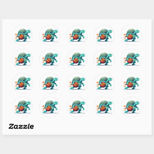 Sticker Rond Turtle Baller (Feuille)