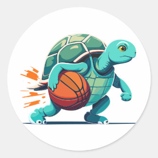 Sticker Rond Turtle Baller