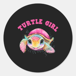 Sticker Rond Turtle Girl Jour des terres favorise le Jour des t