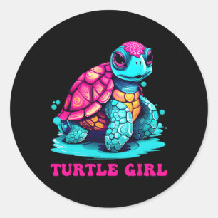 Sticker Rond Turtle Girl Jour des terres tenue pour les filles 