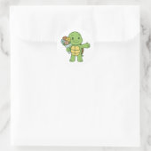 Sticker Rond Turtle holding a bouquet of flower (Sac)