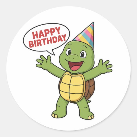 Sticker Rond Turtle wishing you Happy Birthday  (Devant)
