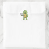 Sticker Rond Turtle working on laptop (Sac)