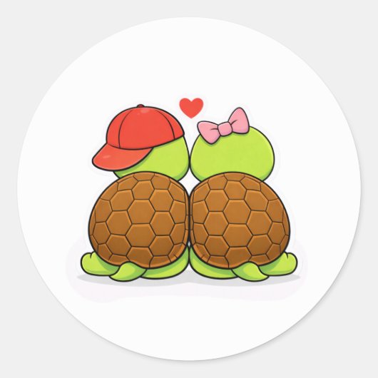 Sticker Rond Turtles sharing a moment of joy (Devant)