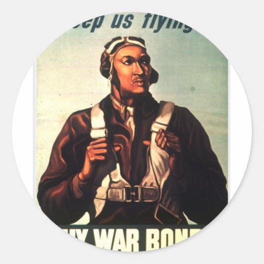 Sticker Rond Tuskegee Airmen, Red Tail War bond (Devant)