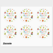 Sticker Rond Tutti Fruitti Birthday Custom Cute Fruits (Feuille)