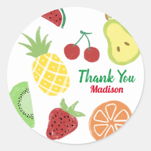 Sticker Rond Tutti frutti Fraîche été Anniversaire Douche (Devant)