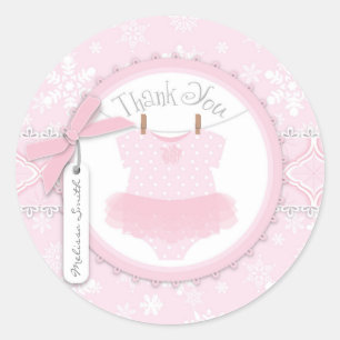 Sticker Rond Tutu Polka Dot Jumper & Winter Snowflake Merci