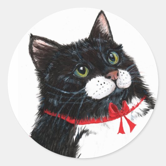Sticker Rond Tux Christmas Cat (Devant)