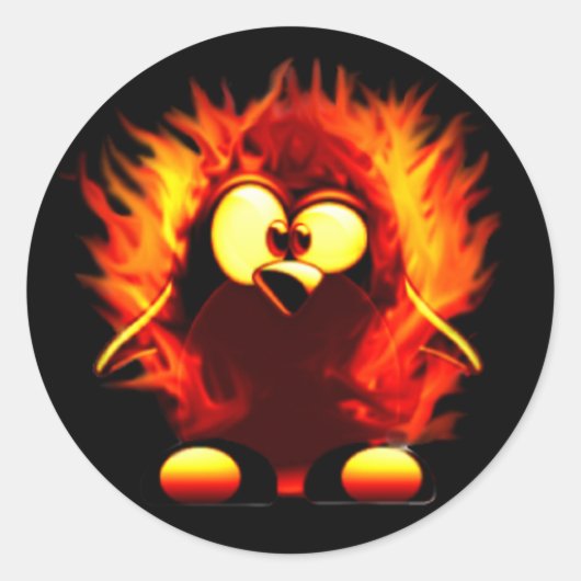 Sticker Rond Tux flamboyant (flambeau de pingouin) (Devant)