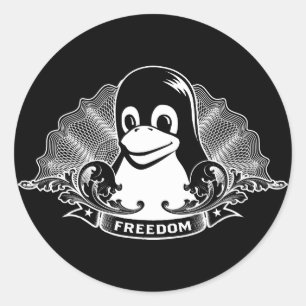 Sticker Rond Tux Penguin - (Linux, Open Source, Copyleft, FSF)