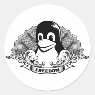 Sticker Rond Tux Penguin - (Linux, Open Source, Copyleft, FSF)