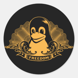 Sticker Rond Tux Penguin - (Linux, Open Source, Copyleft, FSF)