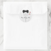 Sticker Rond Tuxedo blanc avec Cravate Bow noire Monogramme (Sac)