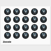 Sticker Rond Tuxedo Chat Starry Lune De Nuit Et Étoiles (Feuille)