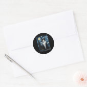 Sticker Rond Tuxedo Chat Starry Lune De Nuit Et Étoiles (Enveloppe)