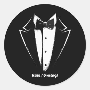 Sticker Rond Tuxedo Classic Party Funny Concert Festival Design