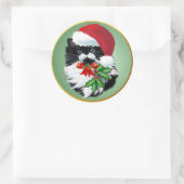 Sticker Rond Tuxedo Kitty à Noël (Sac)