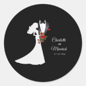 Sticker Rond Tuxedo Suit & Bride Mariage Silhouette (Devant)