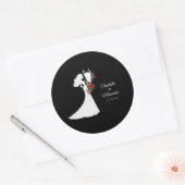 Sticker Rond Tuxedo Suit & Bride Mariage Silhouette (Enveloppe)
