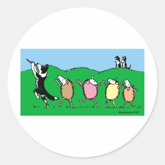 Sticker Rond Tuyauterie Collie Bordure (Devant)