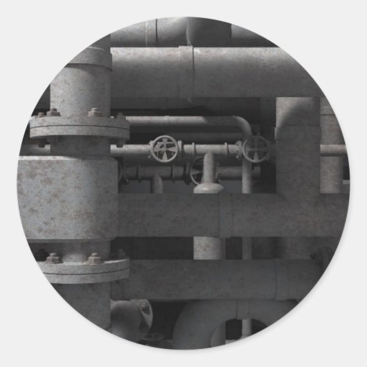 Sticker Rond Tuyaux et valves (Devant)