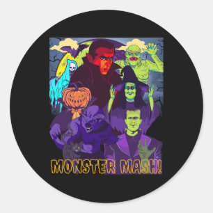 Sticker Rond Twear Tee's Monster Mash Costume d'Halloween Fun M